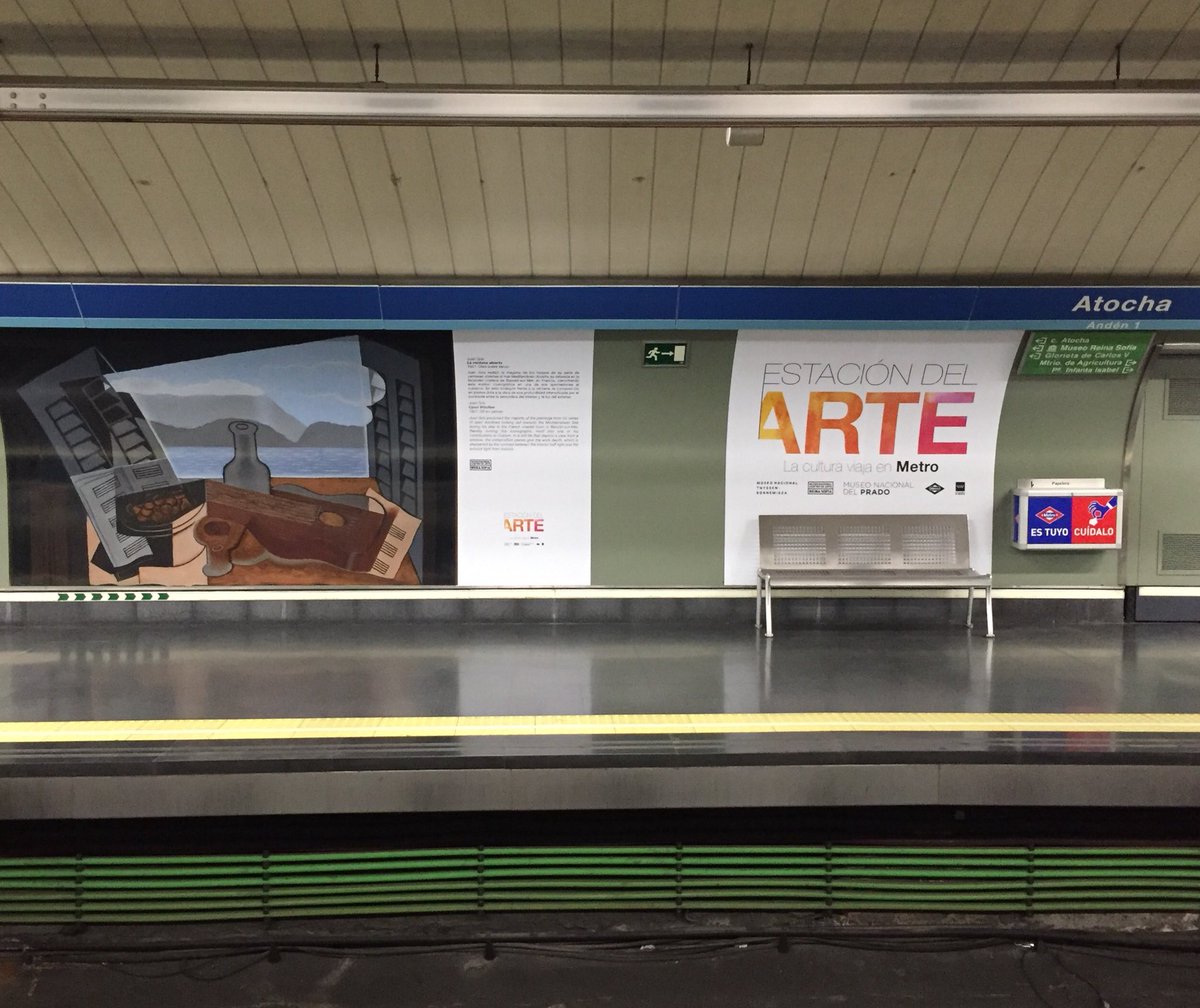 museoreinasofia's tweet photo. A partir de hoy la estación de #Atocha de @metro_madrid  se transforma en, #EstacióndelArte gracias a la colaboración de la @ComunidadMadrid  con los principales museos nacionales @museodelprado , @museoreinasofia  @museothyssen  Recuerda #Atocha metro ahora es #EstaciondelArte https://t.co/eRsFsFm4ie