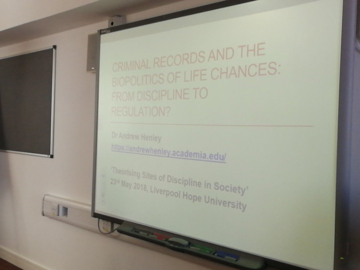 crimsochope's tweet photo. @AndyHenley1 now talking about criminal records and the biopolitics of life chances #sitesofdiscipline https://t.co/zWeDcvReYM