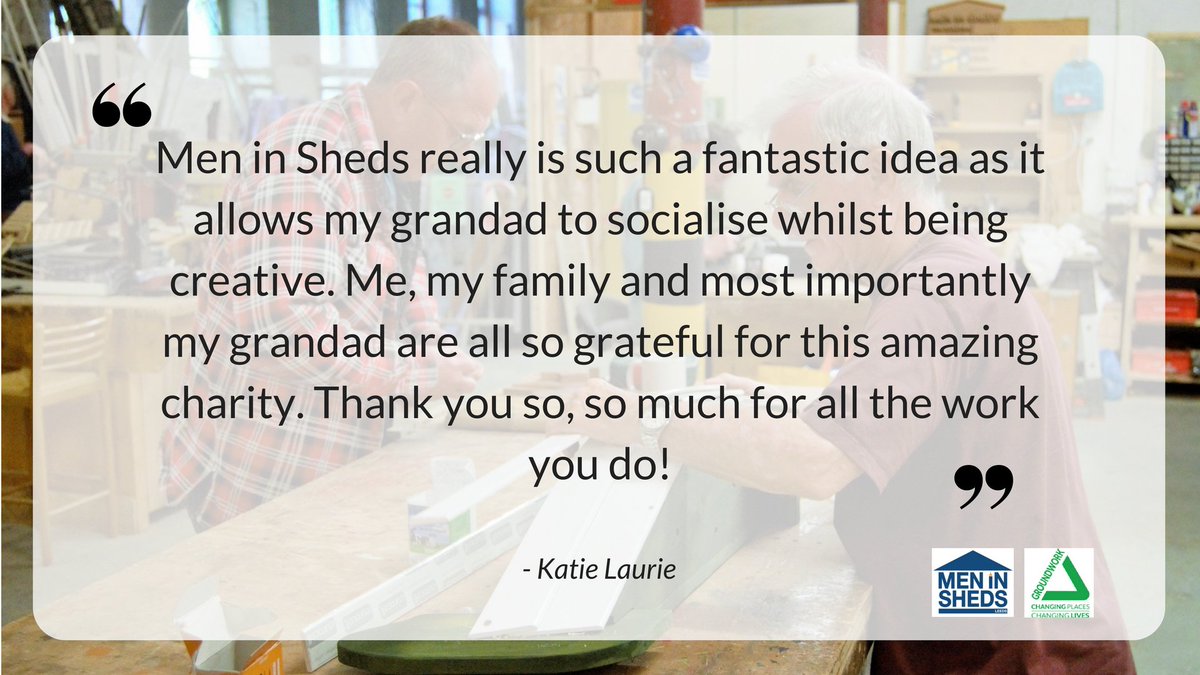 In the UK, someone develops dementia every three minutes. The majority of those suffering are over 55 years old. 

Our Men in Sheds programme is a great place for those over 55 to socialise, meet new friends or just to have a brew and a biscuit! groundwork.org.uk/Sites/newy/Pag… #DAW2018