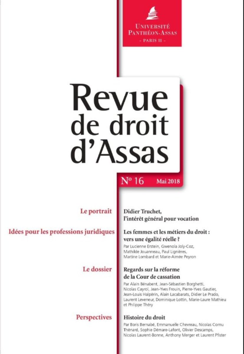 CRJ_Paris_2's tweet photo. La dernière Revue de droit d’@AssasParis2 est en ligne ! 

https://t.co/p9DiQR0skb

#UP2PA https://t.co/NS5zyfe0Lz