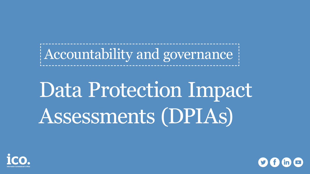 We have published detailed guidance on Data Protection Impact Assessments (DPIAs): ico.org.uk/for-organisati… #bizhour