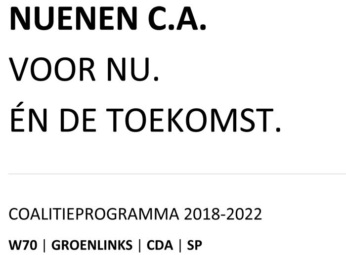 Het coalitieprogramma 'Nuenen c.a.. Voor nu. Én de toekomst.': tinyurl.com/y96e9d97