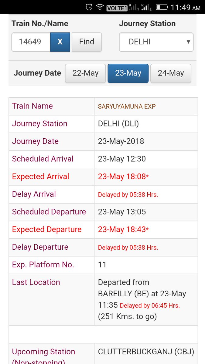 AaAkhand's tweet photo. This is the status of Indian railway plz do something for right schedule.@GM_NRly @PiyushGoyal @IRCTCofficial https://t.co/YPJA6jkDvE