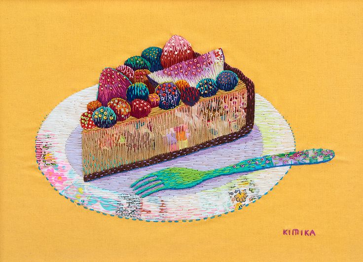 'Fruit Tart' by Kimika Hara, contemporary hand embroiderer from Japan #womensart