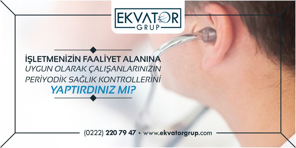 İşletmenizin faaliyet alanına uygun olarak çalışanlarınızın periyodik sağlık kontrollerini yaptırdınız mı?
Detaylı bilgi için; 0222 220 79 47 – ekvatorgrup.com
#işsağlığı #periyodiksağlıkkontrolleri #işgüvenliği #işsağlığıvegüvenliğihizmetleri