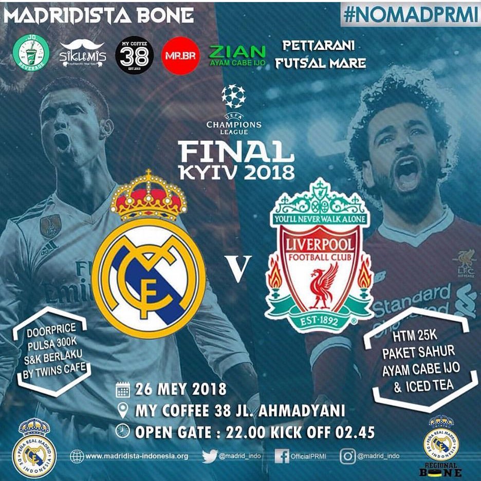 Madridista_Bone's tweet photo. S&amp;K DOORPRICE 
Untuk 6 orang yg beruntung dpatkan plsa @ 50rbu DGN TOTAL PLSA 300K dri TWINS CAFE TACCIPI. 
Syaratnya : 
1. madrid harus JUARA UCL
2. Ikut nonton bareng d my coffeee 38. 
3. Dapatkan kupon isian no hape dan nama. 
3. Pemenang akan di undi. 

¡HASTA EL FINAL, https://t.co/EYHfTtmTUO