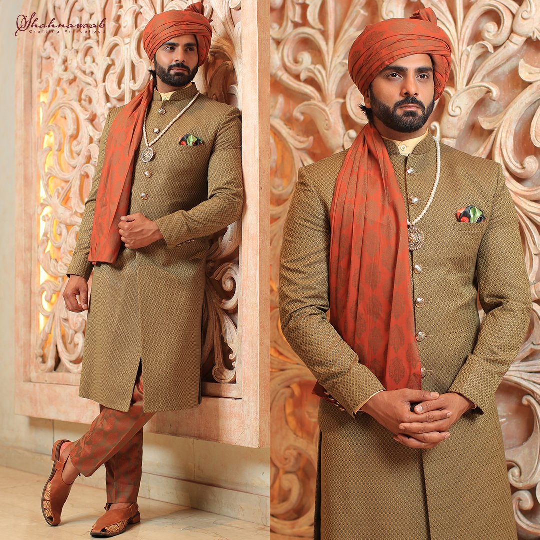sshahnawaab's tweet image. An Achkan with printed trouser &amp;amp; safa is a bold ceremonial outfit.
We use the language of fabric and religion of colors to create a unique spirit of each attire that compliments your attitude. 
Visit bit.ly/2FrTaw7 to view more..
#Sshahnawaab #MayorSaab