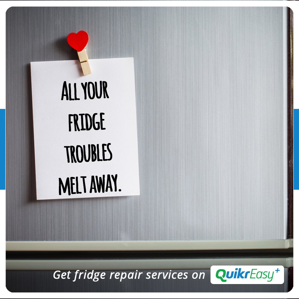 QuikrEasy's tweet photo. Your fridge giving you a cold shoulder? 
Time to get fridge repair services on #QuikrEasy.
#Fridge #Repairs #Summer
https://t.co/TcJSCwy48L https://t.co/5XG7rcYVN2