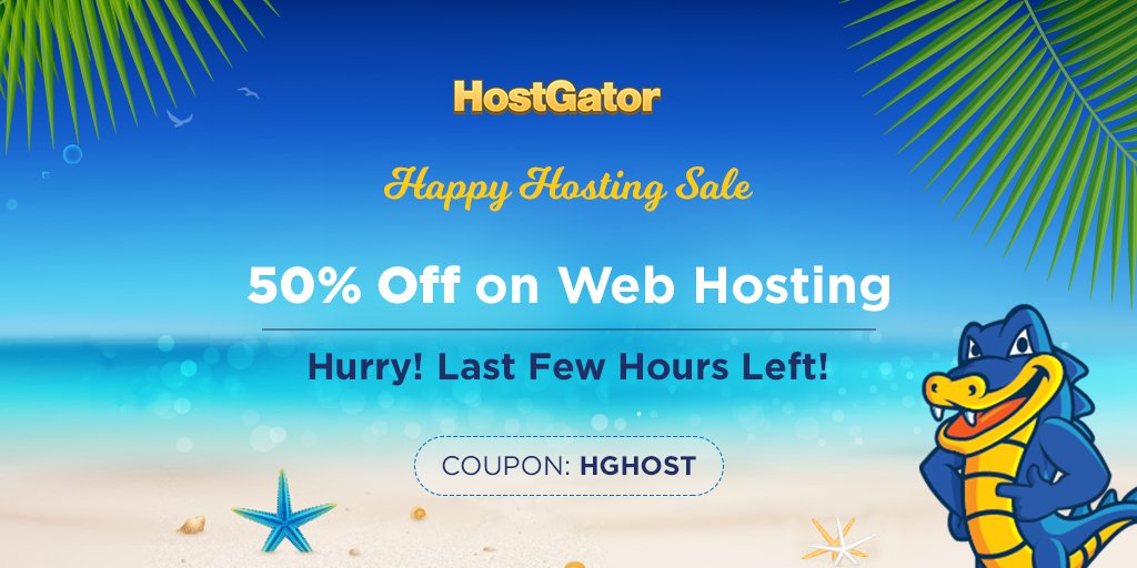 hostgatorindia's tweet photo. The Happy Hosting Sale is Live! Get 50% off on #Hosting for a limited period. Hurry, build your website today! - https://t.co/p9R85aZz1T #GetWebbed #Sale #CloudFest https://t.co/bb9tZUamUG
