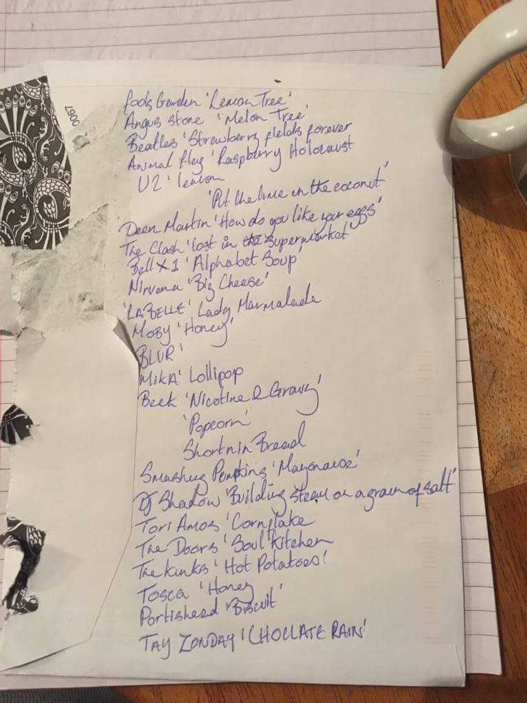 chefcollab's tweet photo. Playlist for our #chefcolab night coming along nicely credit to @LankyDelly and Mike! https://t.co/orc1zqEIco
