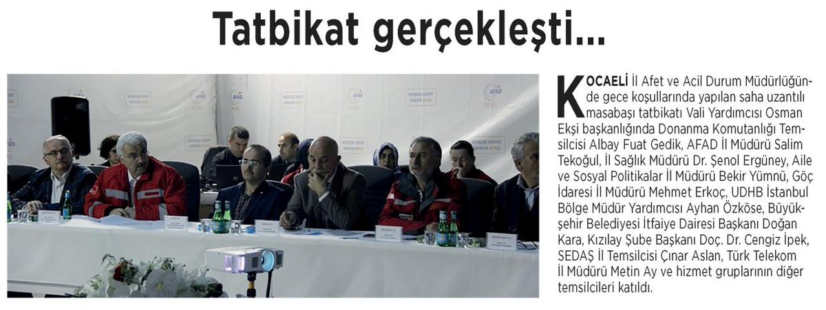 TAMP-Kocaeli Afet Müdahale Planındaki hizmet gruplarının temsilcilerinin katılımıyla gerçekleşen saha uzantılı masabaşı tatbikatı, Vali Yardımcımız Osman Ekşi başkanlığında yapıldı. #AFAD #TAMP

youtu.be/rFgD8MuDLjY 

kocaelifikir.com/haberler/kent/…

kocaelidebugun.com/saha-uzantili-…