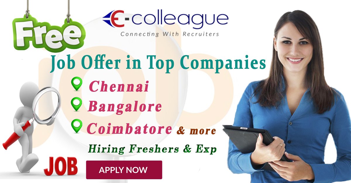 e_colleague's tweet photo. Job Openings for Freshers &amp; Experienced

https://t.co/d6N5CPRV7Y

#Jobs #ecolleague #Chennai #Bangalore https://t.co/n5qlNUzVKI
