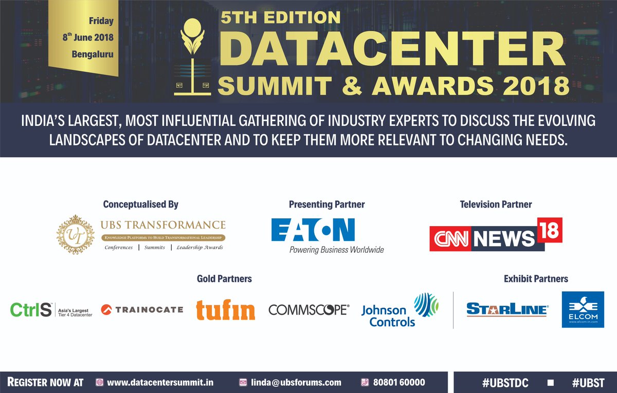 UBSTconferences's tweet photo. Welcome our Gold Partner @johnsoncontrols for 5th Edition Data Center Summit &amp; Awards 2018. Register- https://t.co/XCx3aXLgxK
#DataCenter #Datasecurity #Datacentercloud #Dataserver #Cloudcomputing #Cloudcomputingsecurity #Dataprotection #Energyefficiency #CIO #CTO #UBST #UBSTDC https://t.co/IBLFzkXqB9