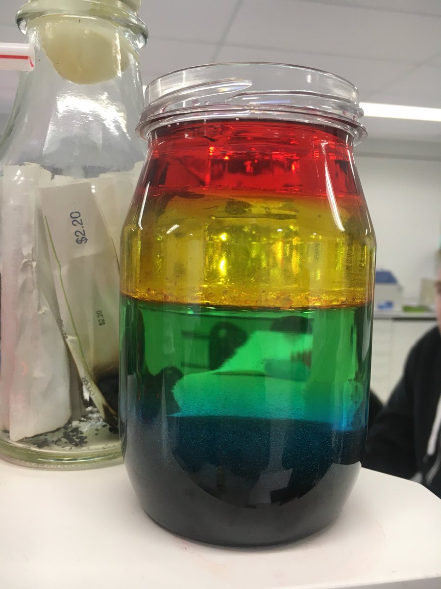 Demonstrating different science experiments today focusing on chemical world. The rainbow jar done by yours truely and <a href="/Alyssa14407825/">Alyssa</a> #acuedu_P