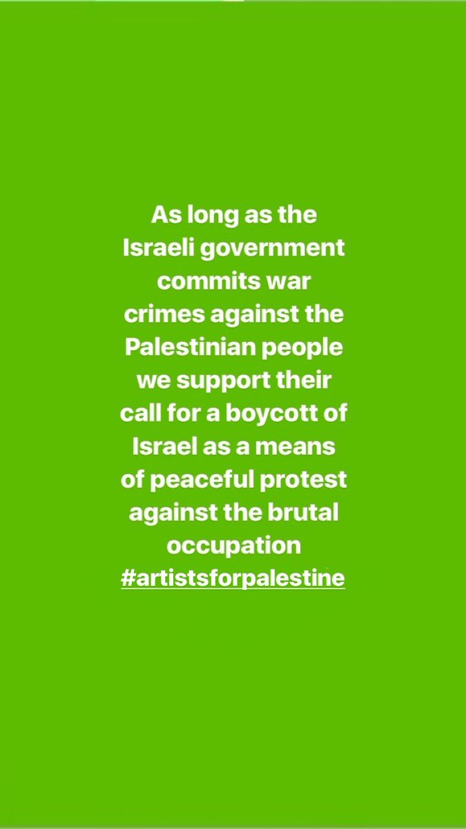 Let's be honest, we're probably not likely to be invited to play Israel or anywhere further than Glasgow anytime soon but still . . .  #BDS #ArtistsForPalestine