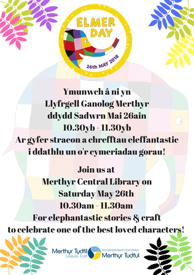 3 days until Elmer day! #Elmertheelephant merthyrlibraries