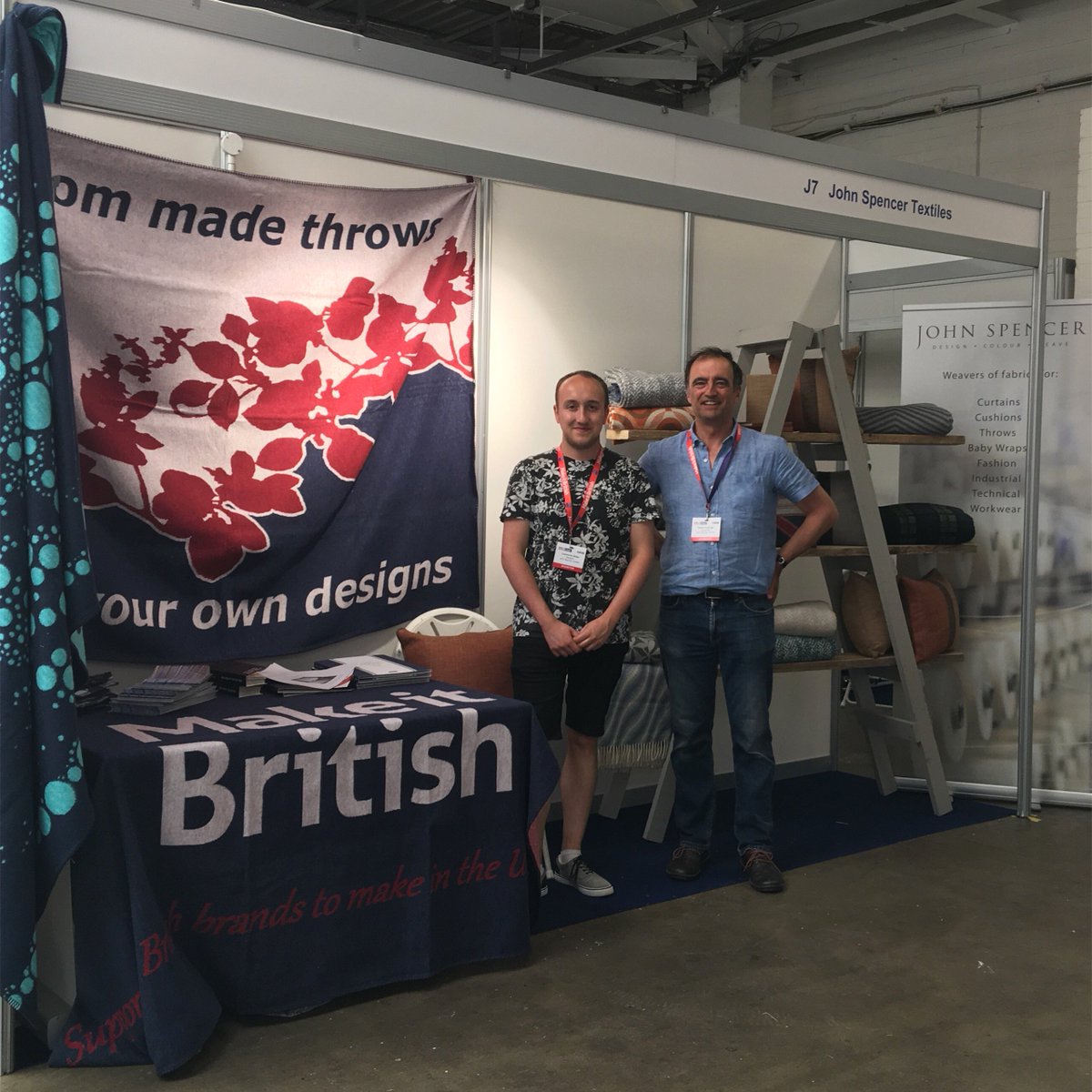 Ian_Mankin's tweet photo. Today & tomorrow our sister weaving company John Spencer Textiles is representing British weaving at @MakeItBritish Live!, @trumanbrewery, London. Visit them from 9am - 6pm on stand J7! #makeitbritishlive https://t.co/snYtCbAhqo