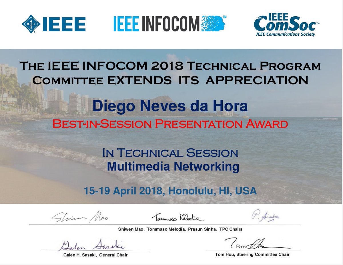 NewNetParis's tweet photo. Wow! Best-in-session presentation award at #INFOCOM.
Congrats Diego! https://t.co/VEIyAzehs1