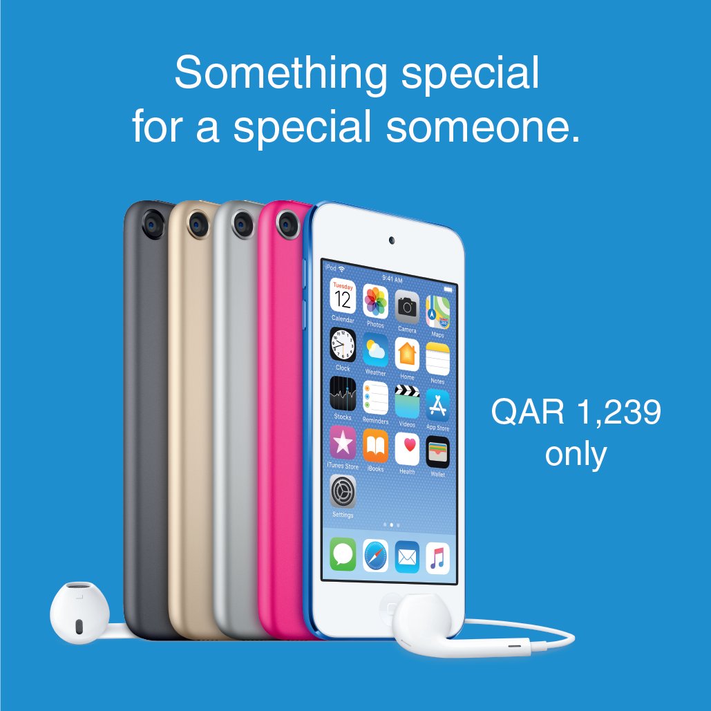 iSpotQatar's tweet photo. iPod touch 128GB now only for QAR 1239. Available in Silver &amp; pink color in all iSpot stores. #iPod 
(*)T&amp;C Apply. Offer valid till stock lasts. https://t.co/kdpRWgBrGn