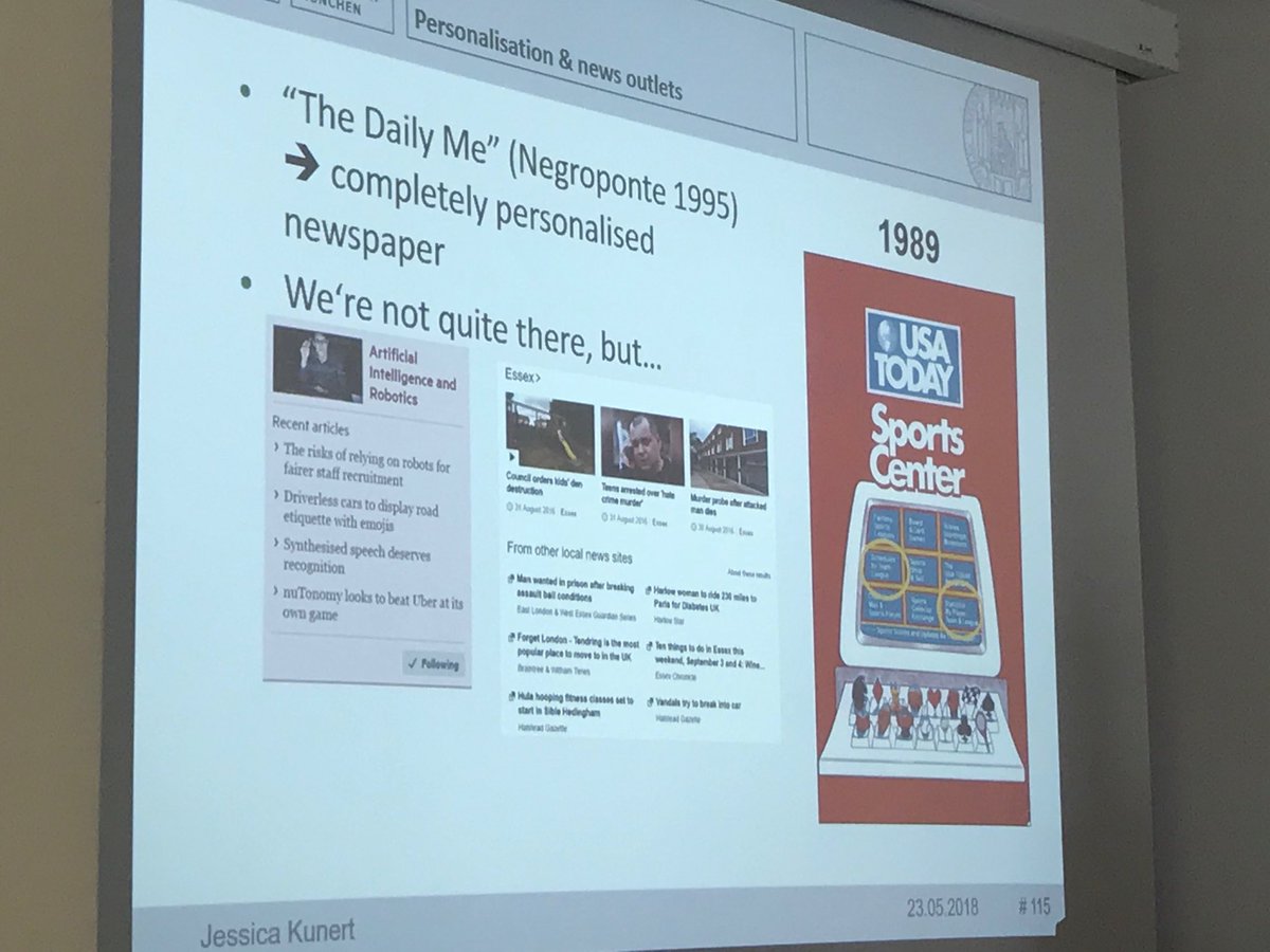 MNJournalismCtr's tweet photo. Some examples for the personalization of news #AlgorithmicNews #Munich https://t.co/EtpJSTwh1C