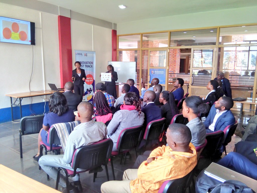 BrianNdyaguma's tweet photo. Final presentations ongoing for the #InnovationFastTrack program. Training had been running for 6weeks done by #BusinessDevtCenter @NathalieEJD & Jury on the side evaluating the pitches. @InnoJusticeAfri @InnoJustice https://t.co/TRBTRH9rIV