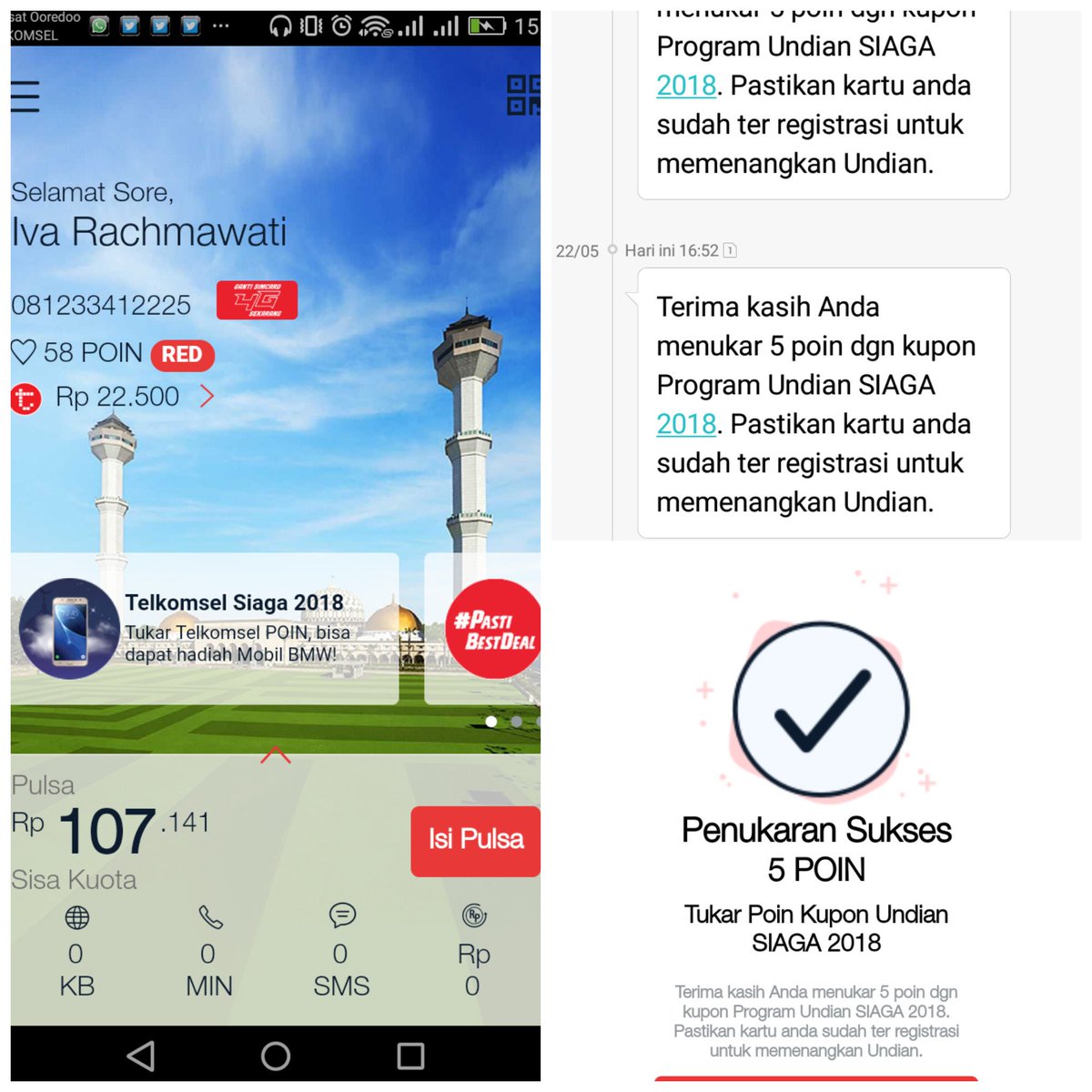 IvaRachmawati's tweet photo. #Beribukemenangan @Telkomsel yg bisa km dpt dgn menukarkan poin undian siaga 2018, hadiahnya bnyk dan keren👍 
#TelkomselSiaga @whatsonANTV https://t.co/YhwVaroHjP