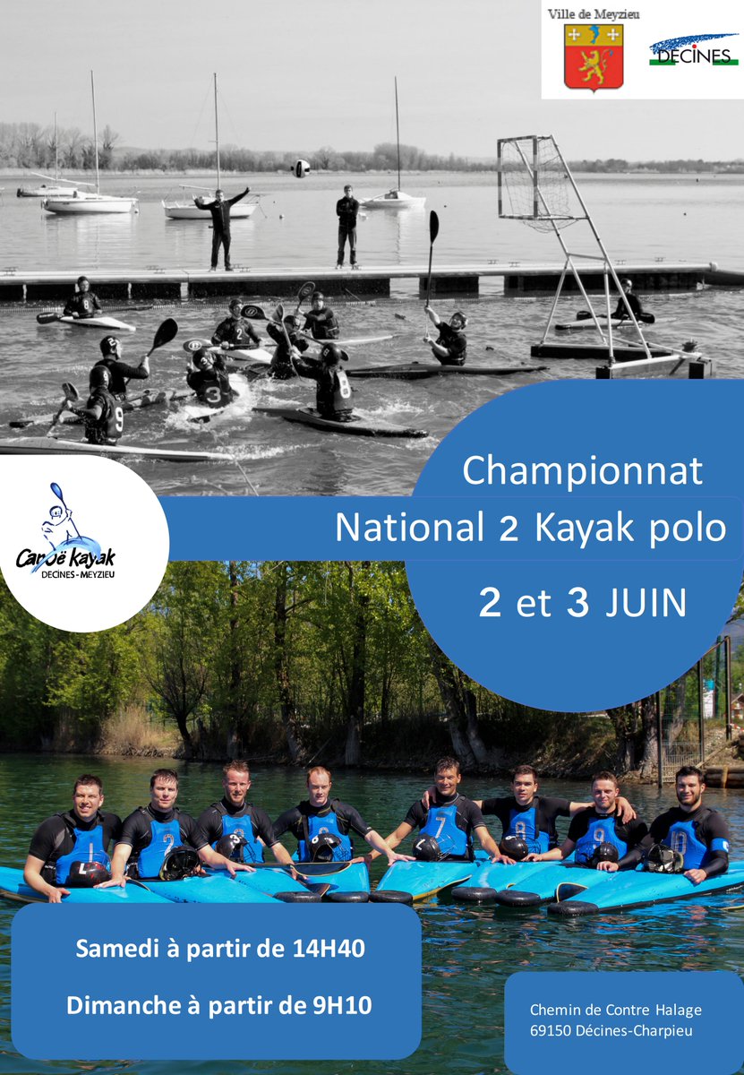 ronanGestin's tweet photo. @RadioScoopInfos @laRadioNova @RadioEspace  Le Canoë Kayak Décines meyzieu Organise une compétition de kayak polo de niveau national 2 le 2/3 Juin  à décines. si vous pouvez y faire mention dans les  événements locaux de ce weekend afin de faire  connaitre ce sport atypique . https://t.co/7Sp5C5z6fp