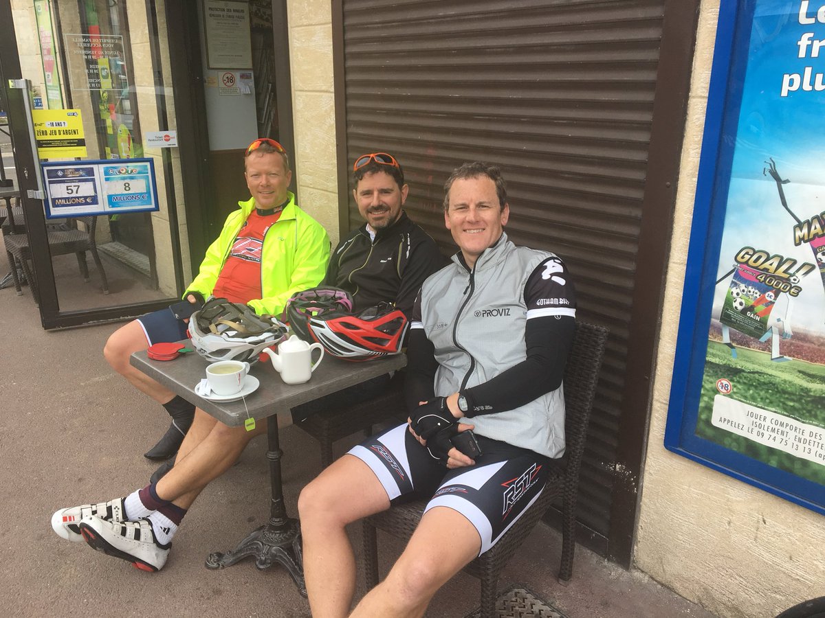 Here are the three leaders on #HVVCycle18. We are on our way to Paris. @HeartValveVoice @PCRonline @CWKnott79 @fearlessred @BSEcho @wilwoan