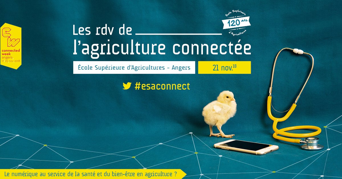 MutationsAgri's tweet photo. #SaveTheDate #esaconnect 2018 le 21/11 à @Groupe_ESA #Angers ! Le #numérique au service de la #santé et du #BienEtre en #agriculture ? #agtech #connectedweek #IoT #agriculteurs #consommateurs #vegetaux #animaux #agricole #startup #innovation #tech https://t.co/1RgrDbLih1 https://t.co/CD3dc0oynm