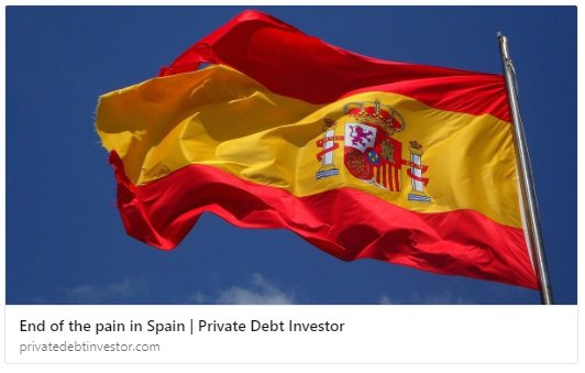 Trea_AM's tweet photo. End of Pain in Spain vía @News_PDI 
Investors should take a look at the country as entrepreneurs seek finance for growth.  #TreaDirectLending
https://t.co/FNudeD13Bh https://t.co/paQjNKofeR