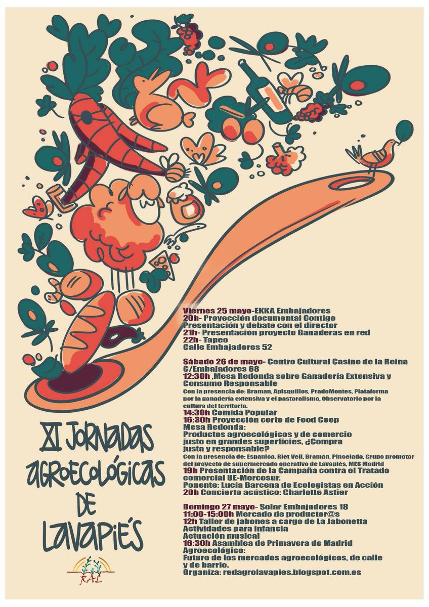 NOalTTIP's tweet photo. Este sábado @Luciabarce de @ecologistas y @NOalTTIP  presentará la campaña contra el tratado UE-MERCOSUR en las XI Jornadas Agroecológicas de Lavapiés, en Centro Cultural Casino de la Reina de #Madrid 
Esperamos veros por allí. https://t.co/pWrwbMhbT0