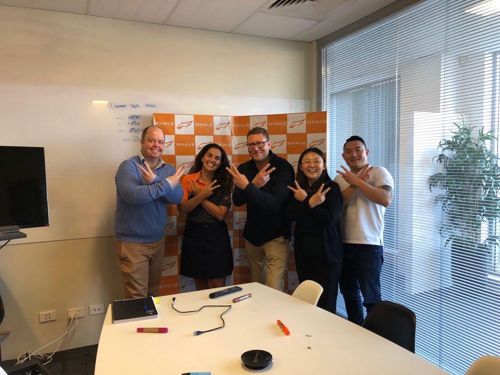 TheX2Group's tweet photo. Yesterday X2 Group CEO Richard Overton stopped by the Whale Logistics office. Here's Richard and some members of the Whale Logistics team showing the X2 Salute! https://t.co/FwkLKylVP1