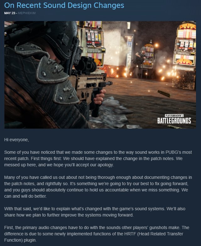 BattleGSCentral's tweet photo. PUBG - "On Recent Sound Design Changes"

https://t.co/SgZLXqW1FW https://t.co/lxc8WGUPLG