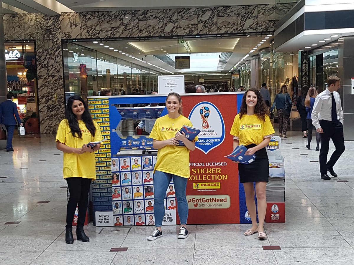 NEWSontheWHARF's tweet photo. There's another #PaniniFIFAWorldCup free album handout at our #JubileePlace store today.  Head on over to get your copy and don't forget to buy some stickers too #CanaryWharf https://t.co/zADkP4c7KN