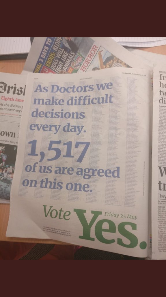 doctors4lifeire's tweet photo. As (pro-life doctors) we also make decisions every day. The other 18,483 didn’t agree. Vote No on Friday to protect women &amp; their babies from the trauma &amp; regret of abortion. https://t.co/xXIWuifxie