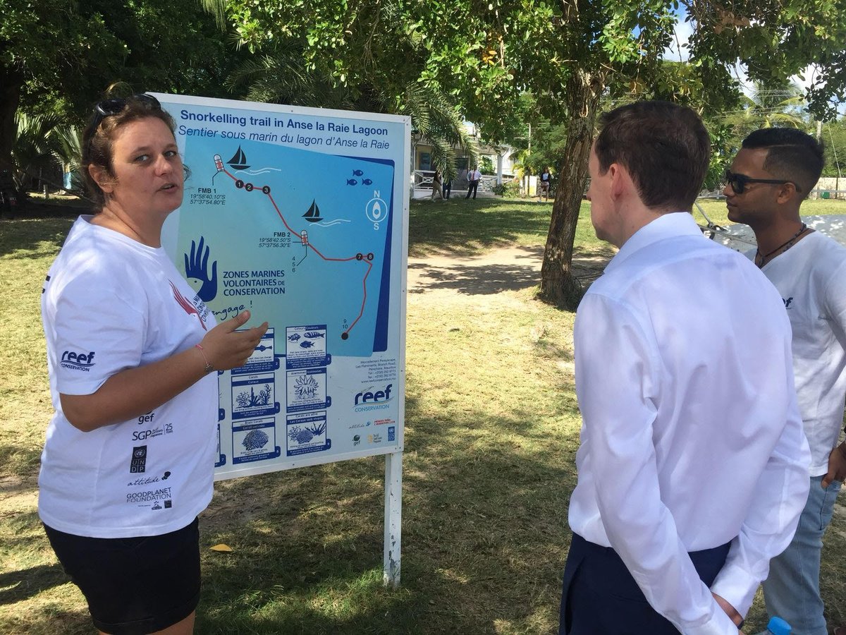 SustDev's tweet photo. .@GEF_SGP funded project for voluntary #MarineConservation area &amp; #ReefConservation show how reefs &amp; marine life can be regenerated using awareness &amp; simple tools. Site visit at Regional SIDS Partnership Dialogue Mauritius https://t.co/qEj0w9K7Tf. Info: https://t.co/sHgsersyJW https://t.co/1gttBl3DOb