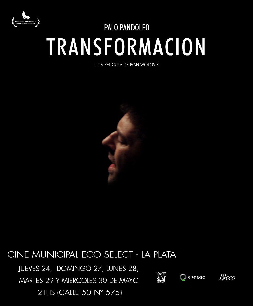 #Transformaciondoc se va para #LaPlata jueves 24, domingo 27, lunes 28, martes 29 y miércoles 30 21hs #VineEcoSelect <a href="/CulturaMLP/">Ciudad Cultural</a> <a href="/palopandolfo/">Palo Pandolfo</a> <a href="/SMusicArgentina/">S-MusicArgentina</a> <a href="/IvanWolovik/">ivan wolovik</a>