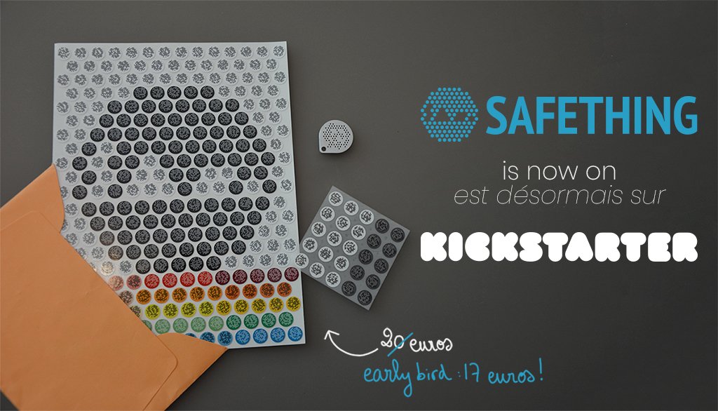 Safething_team's tweet photo. Protéger vos objets grâce à SafeThing, en commandant dès maintenant vos SafeCodes sur Kickstarter ! :) #perdutrouvé #pouvoirdaider 
Protect your Things thanks to SafeThing, by ordering SafeCodes on Kickstarter ! :)  #lostfind #powertohelp
https://t.co/PyromGHdp9 https://t.co/7RU1gpOQMN