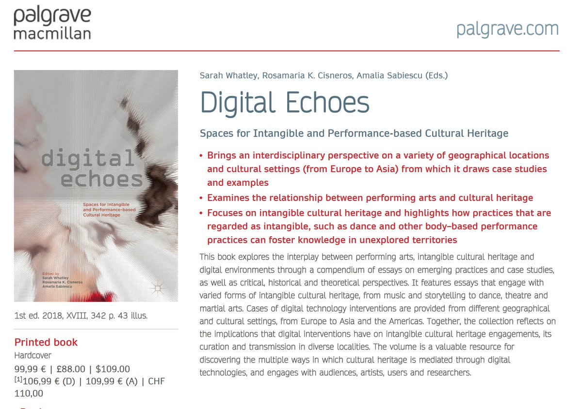 The #DigitalEchoes #Book is now out! Lovely working with @asabiescu @Palgrave_ @CDaRE_CU 's @adx943. The Volume includes Chp by @bexydance @HettyBlades and many many others! @dance_he @ijpadm