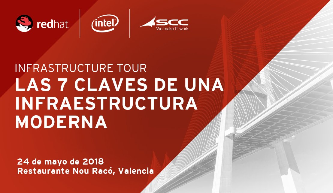 Mañana estaremos en #Valencia con <a href="/intel/">Intel</a> y <a href="/SCC_ES/">SCC Spain</a> explicando las 7 claves de una infraestructura moderna. Mejora y optimiza las tecnologías que ya tienes.
<a href="/ansible/">Red Hat Ansible</a> <a href="/openshift/">Red Hat OpenShift</a> #automation #InfrastructureTour