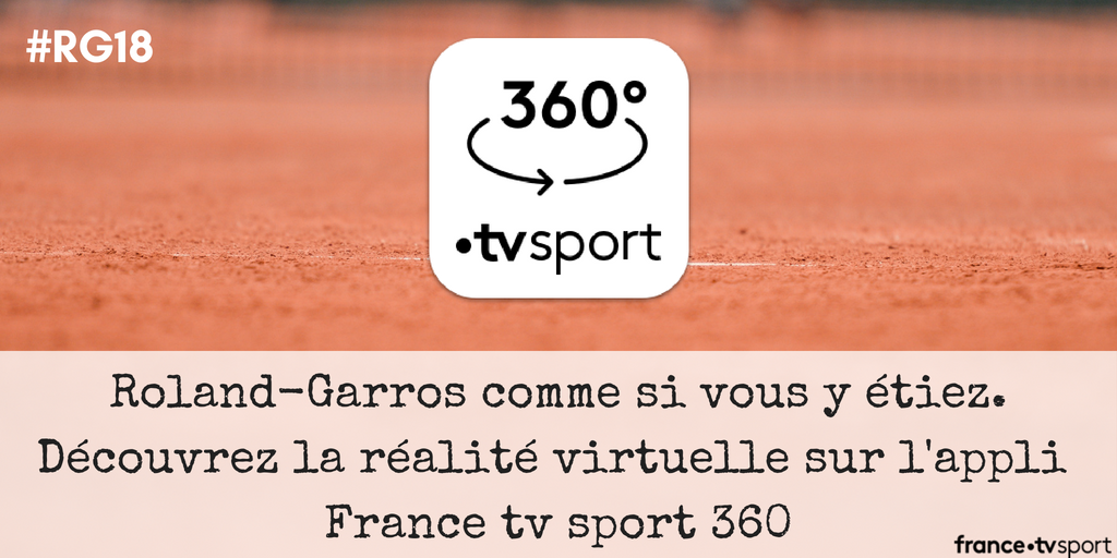 ftvsport_pro's tweet photo. 🎾 #RG18 #nouveauté #àdécouvrir nouvelle appli France tv sport 360 pour vivre les principaux matches en direct https://t.co/JP8baFdBgj