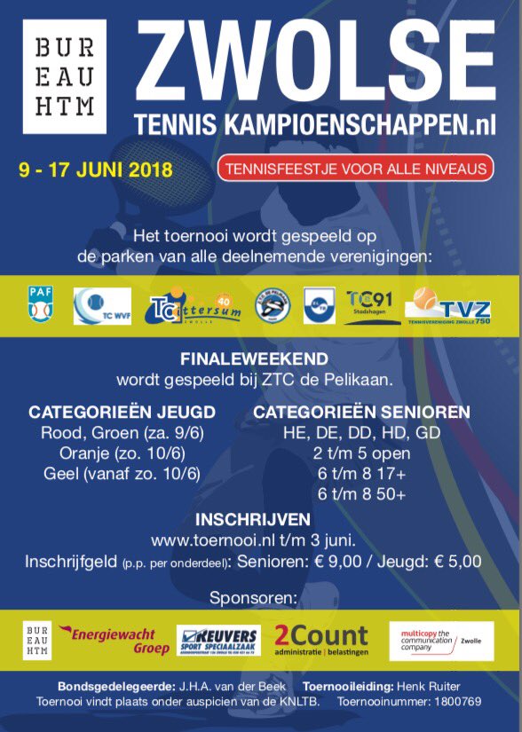 Retweeted TC Ittersum (<a href="/TCIttersum/">TC Ittersum</a>):

Zin in een tennisfeestje? Doe dan mee aan de Zwolse Tennis Kampioenschappen! 9-17 juni op alle parken van deelnemende verenigingen. Inschrijven kan tot en met 3 juni!