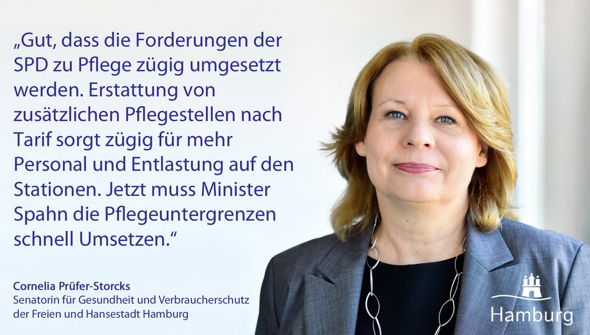 Gesundheit_HH's tweet photo. Gesundheitssenatorin Cornelia Prüfer-Storcks zu dem #Pflegesofortprogramm von Bundesgesundheitsminister @jensspahn @BMG_Bund: https://t.co/9J8TajtL95