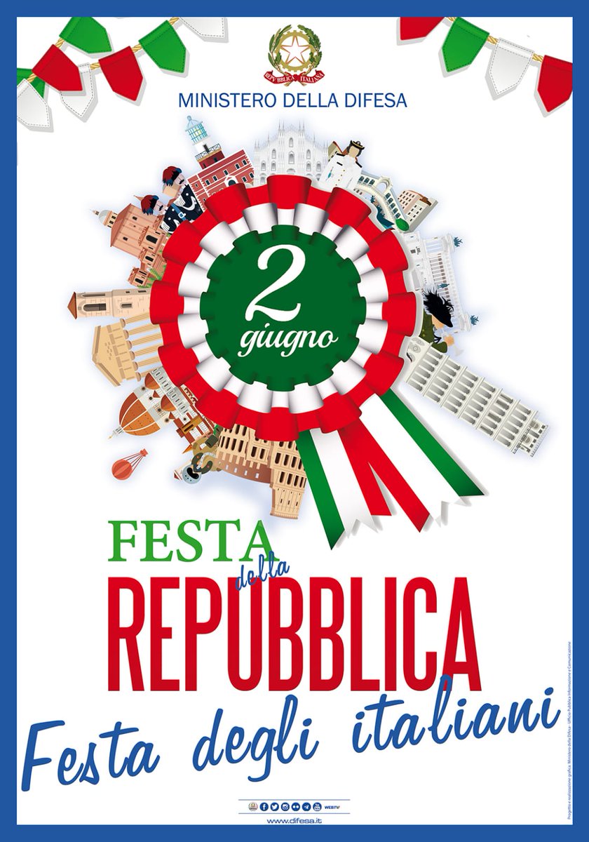 MinisteroDifesa's tweet photo. La Repubblica Italiana compie 72 anni. 
Uniti per il Paese 
#2giugno #festadellarepubblica #festadeglitaliani https://t.co/i9bbU1XNlZ