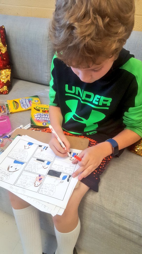 EatonTeaching's tweet photo. #5thgrade working on #graphicnovels #dialougebubbles #theme #illustration #characterchange #pointofview @BCPS_ELA https://t.co/ytOQo8Ckn2