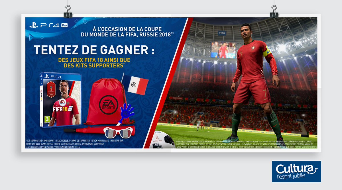 Concours #Fifa18 ⚽️ Tentez de remporter 5 jeux ainsi que des kits supporters ! RT + Follow pour participer, tirage au sort lundi 28 mai.