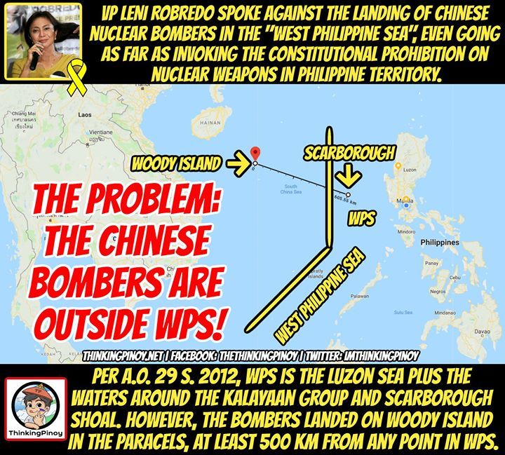 ThinkingPinoyPH's tweet photo. VP LENI STRIKES AGAIN: ROBREDO NEEDS A BASIC GEOGRAPHY LESSON

In a MANILA BULLETIN report, VP Leni Robredo said it is alarming that Chinese nuclear-capable warplanes conduct takeoff and landing exercises in the West Philippine Sea (WPS), part of the Sou… https://t.co/mG379WG9Tv https://t.co/eBuQvVaLgg