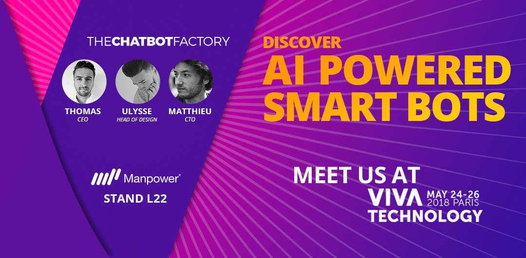 LeSabat's tweet image. Meet us at @VivaTech #AIPOWEREDCHATBOTS @chatbotfactory