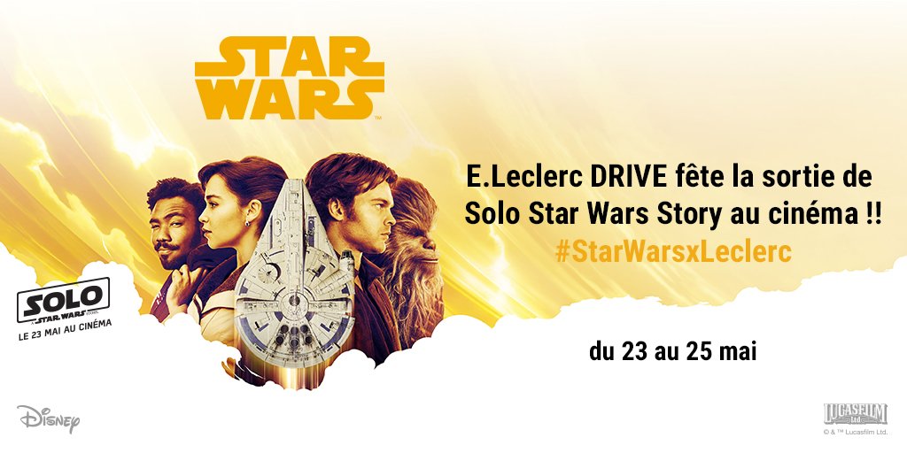 Solo : A #StarWars Story sort aujourd'hui au cinéma ! 
RT ce tweet et follow <a href="/leclercdrive/">leclercdrive</a> pour tenter de remporter des goodies ! #HanSolo