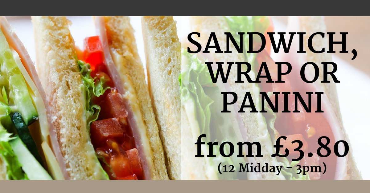 ParkTavern1's tweet photo. Grab yourself a sandwich, wrap or panini from just £3.80 between 12 Midday and 3pm - Perfect for your lunch break! https://t.co/seidpHtxlZ